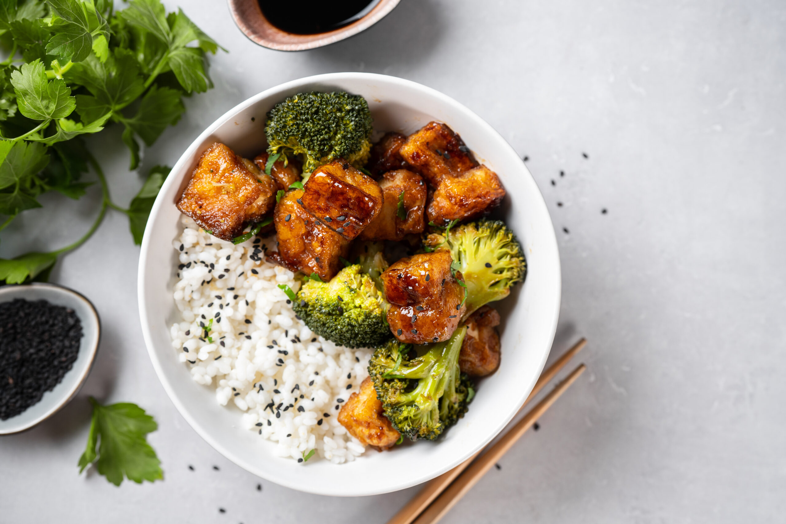 Tofu sesame stir-fry