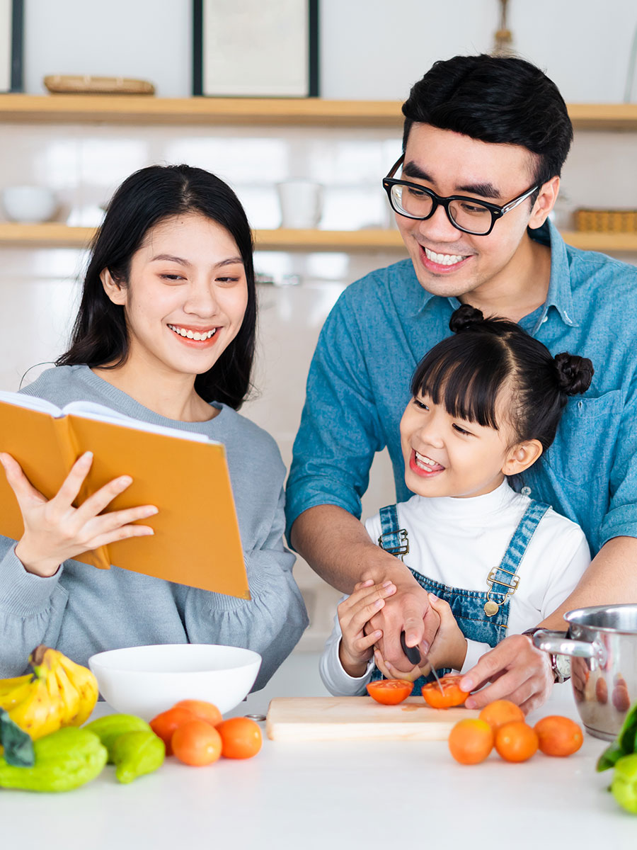 Family following recipe