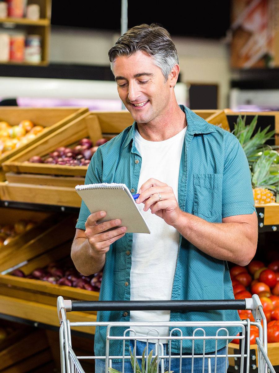 Man with grocery list