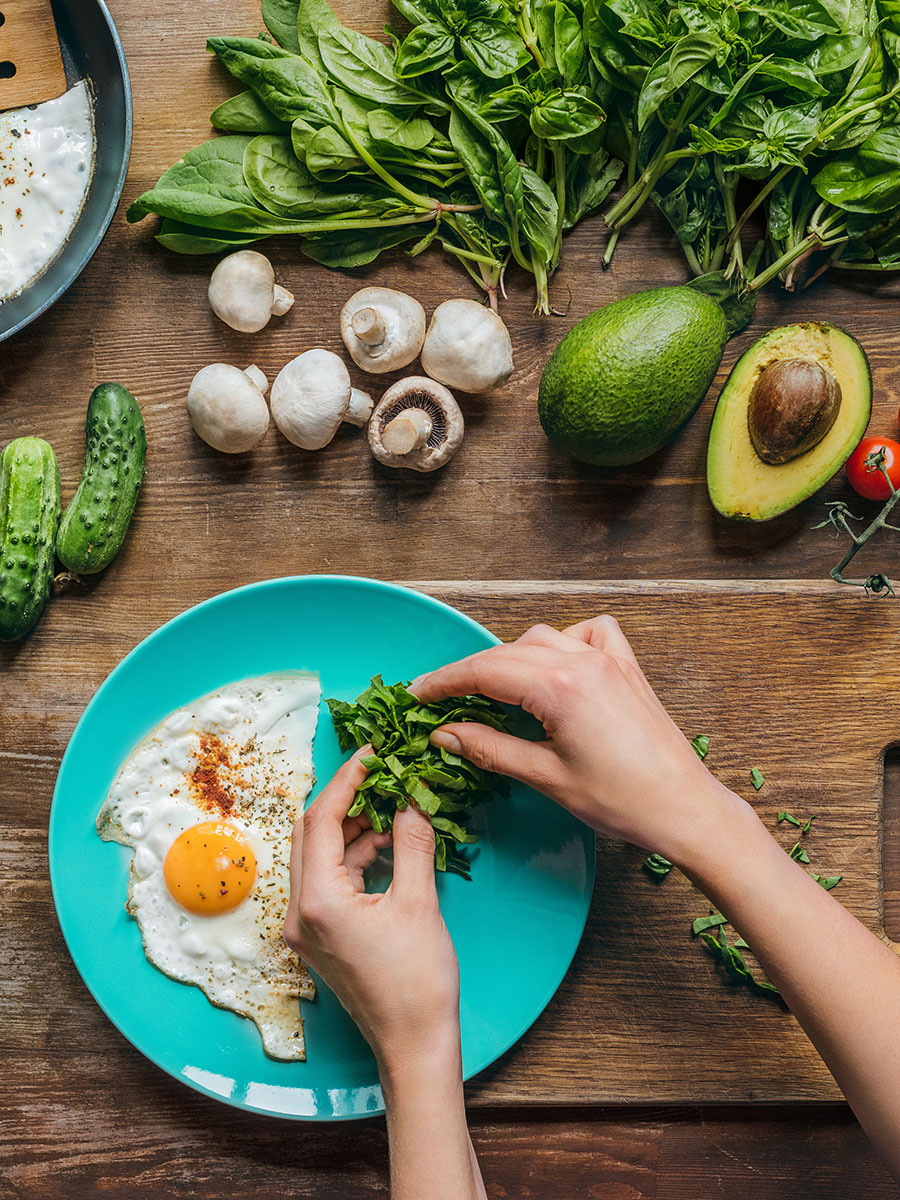 Preparing fresh food on plate